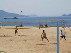 ビーチバレーをする人